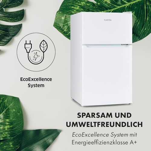 Klarstein Big Daddy - Refrigerator with freezer compartment, fridge freezer combination, fridge quiet, LED, 87 liters: refrigerator with 61 liters and freezer 26 liters, black