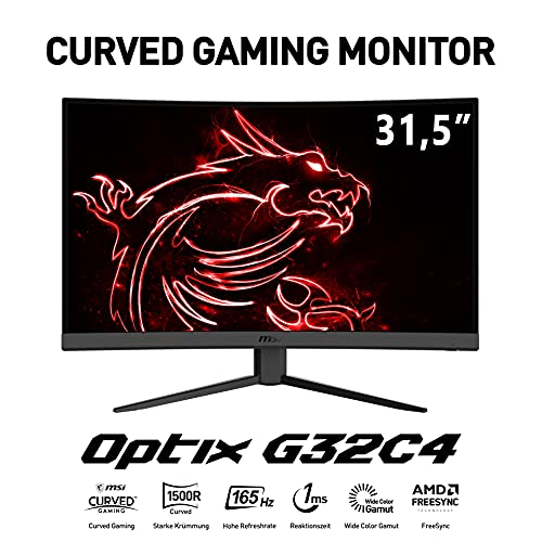 MSI G2422C 23,6 Zoll FHD Curved Gaming Monitor - 1500R 1920 x 1080 VA Panel, 180Hz / 1ms, Adaptive Sync - DP 1.2a, HDMI 2.0b CEC
