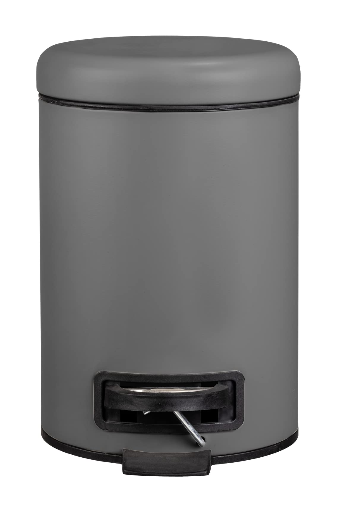 WENKO Treteimer Mod. Leman 3 Liter mit herausnehmbarem Einsatz aus lackiertem Stahl ideal für Badezimmer oder Küche 17 x 25 x 22,5 cm Schwarz matt
