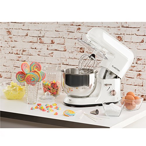Klarstein Küchenmaschine, Knetmaschine mit 5L Schüssel, 1800W Profi Küchenmaschine mit Knethaken und Schneebesen, Universal Küchenmaschine mit 6 Stufen, Teigmaschine zum Rühren, Kneten und Aufschlagen