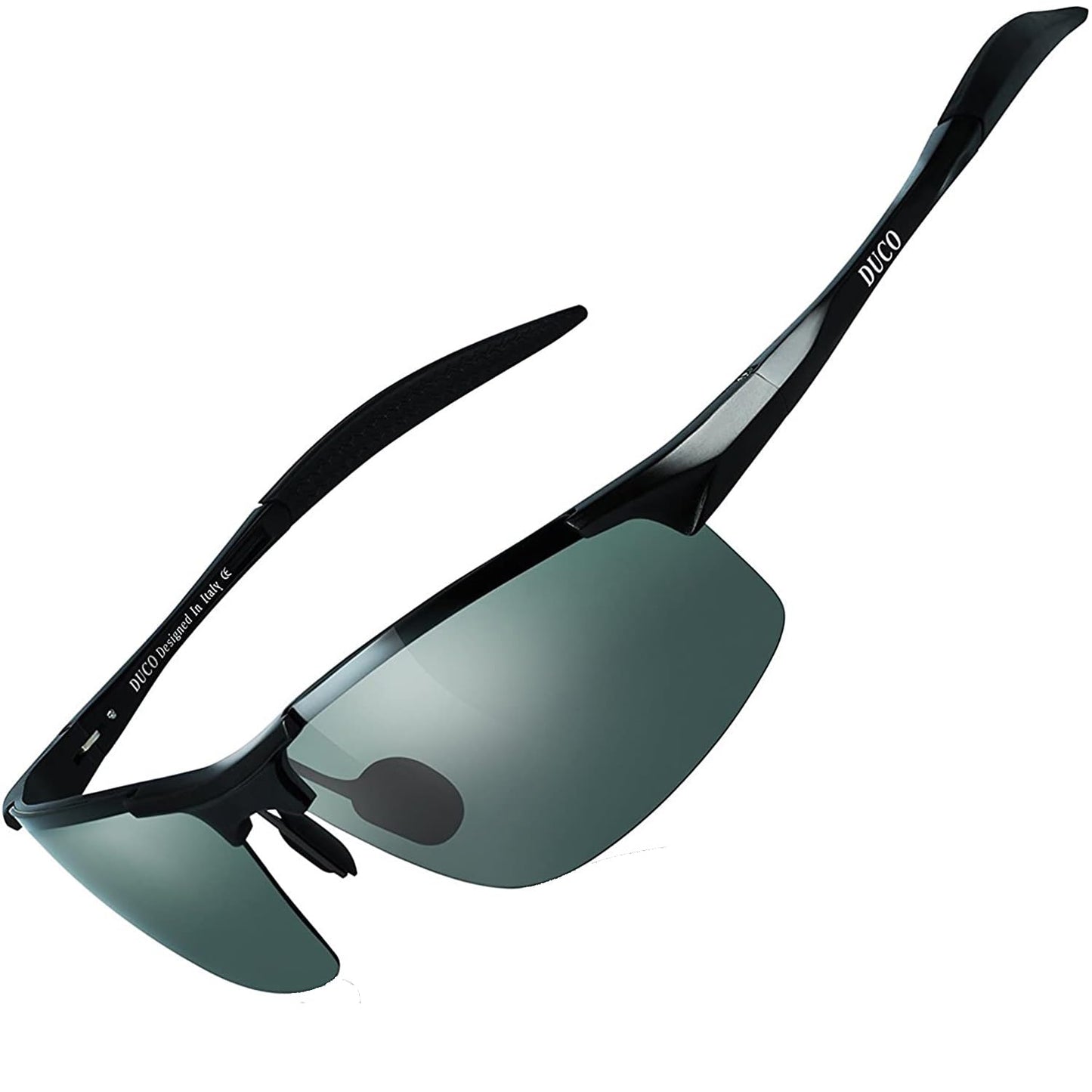 DUCO Herren Sportbrille Polarisierte Sonnenbrille Fahrerbrille Ultraleichte Al-Mg Metallrahmen UV400-Schutz Männer Sonnenbrillen 8177S