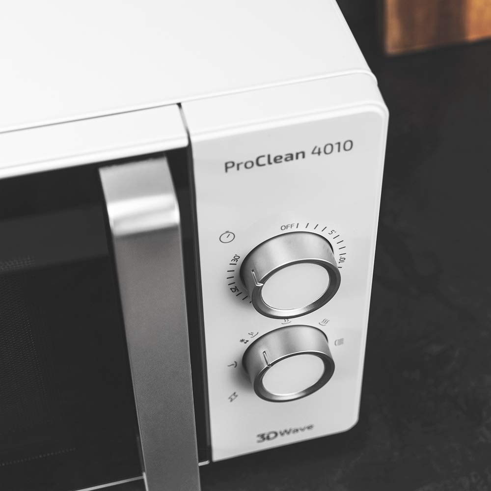 Cecotec Mikrowelle Pro Clean 5110 Inox. 700 W, Grill 800 W, 20 L, Ready 2 Clean, Beschichtung 3D Wave Frontspiegel, 8 Programme,60 Min Timer, LED, Edelstahl In Silber Schwarz