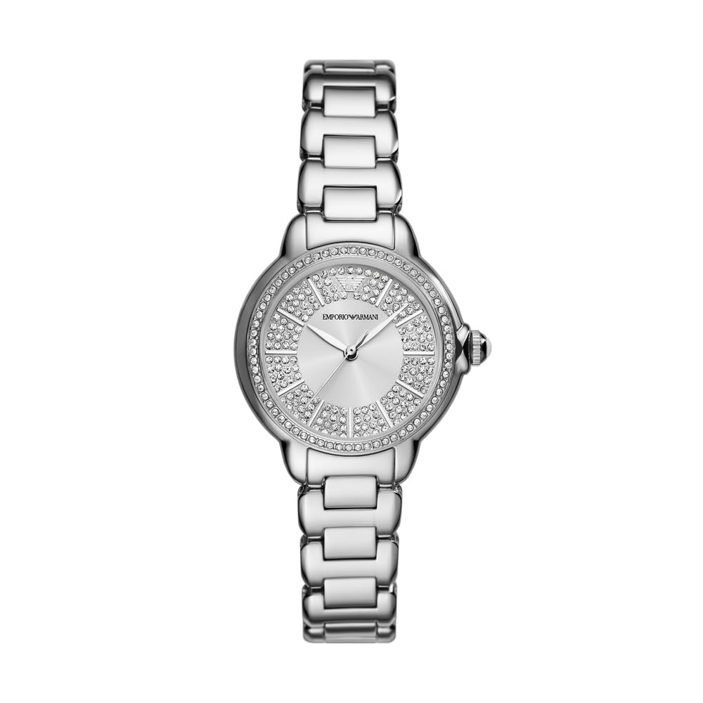 Emporio Armani Damenuhr, Dreizeiger Quarzwerk und 32mm Gehäusegröße mit Edelstahl-, Leder- oder Silikonarmband