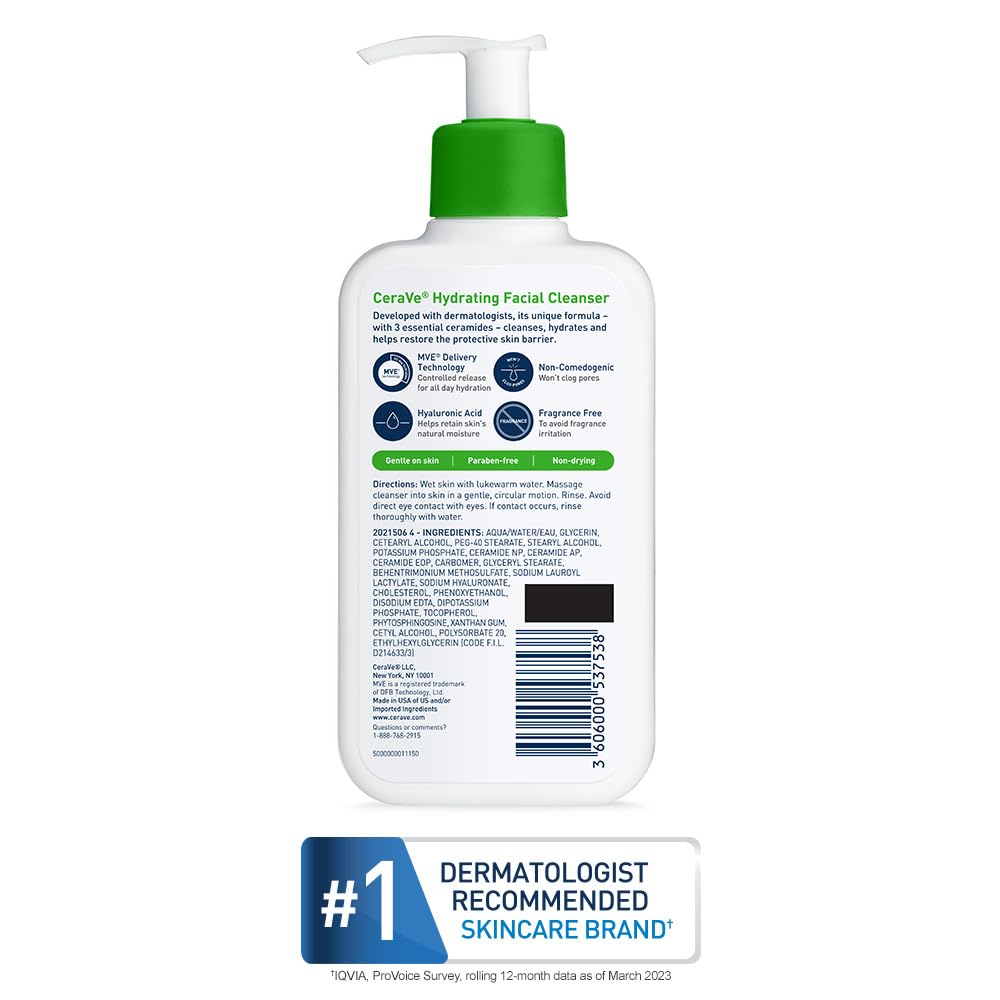 CeraVe Hydrating Facial Cleanser Gentle Moisturizing Face Wash