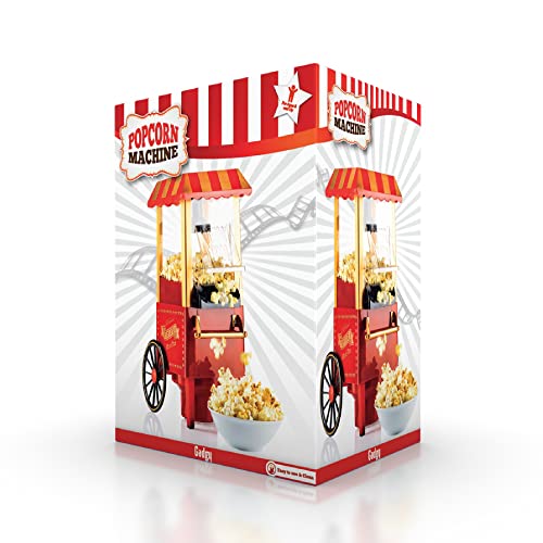 Gadgy Popcorn Maschine groß - Retro Popcorn Maker 5 L - Popcorn Maker mit Antihaftbeschichtung und abnehmbarer Heizfläche - Popkorn Maschine rot - Popcornmaschine 800W - Popcorn machine