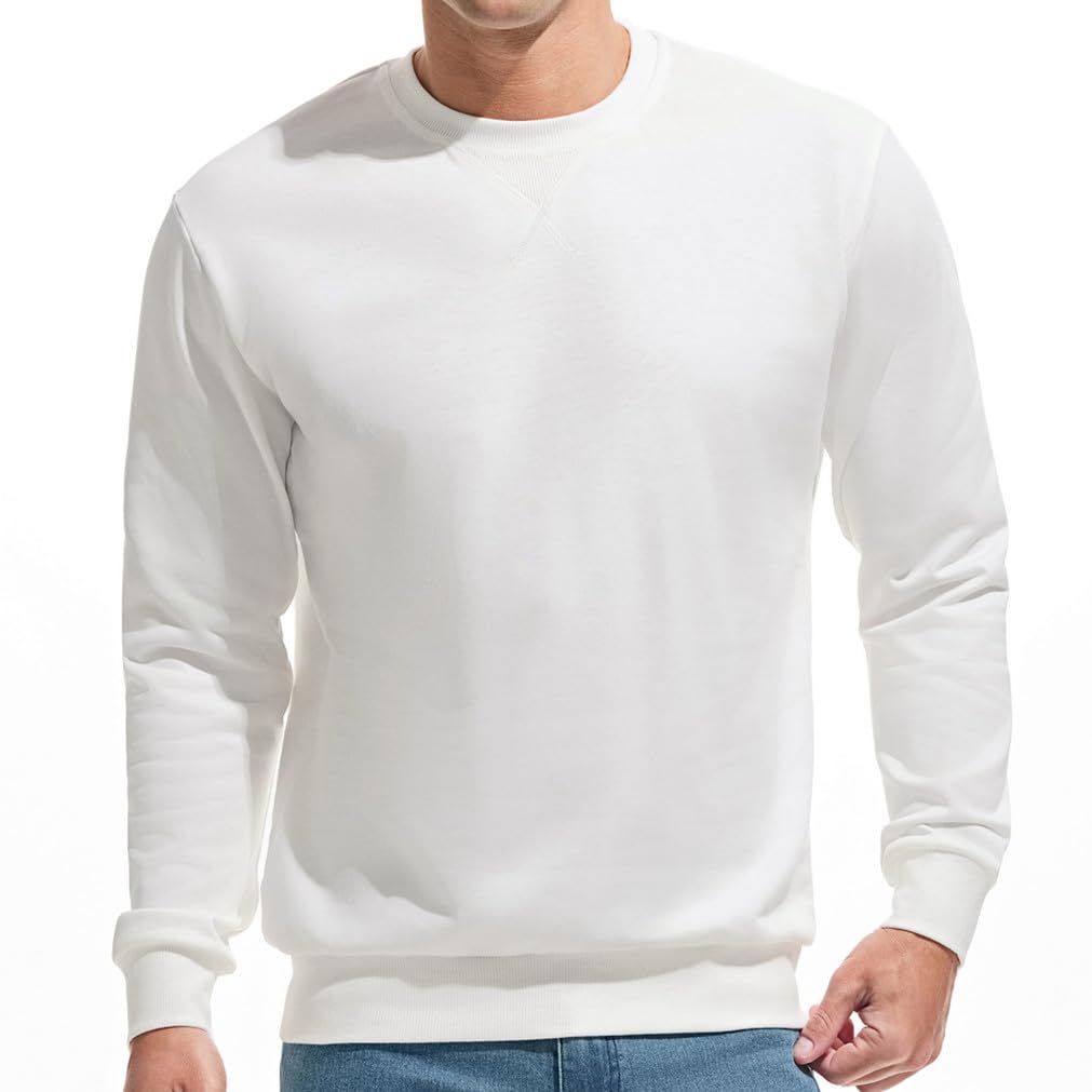 VEIISAR Men’s Basic Sweatshirt – Long Sleeve Crew Neck Pullover