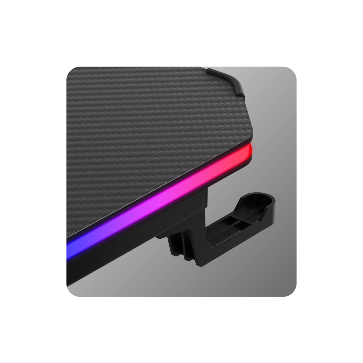 huzaro Hero 4.8 RGB | LED Gaming PC Tisch XXL Schreibtisch | Inklusive Mauspad | Kopfhörerhaken Getränkehalter | Kabelorganisator | Carbon Tischplatte | Stabiler Computertisch | 160x60cm | Schwarz