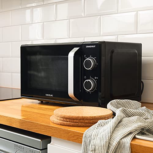 Cecotec Mikrowelle Pro Clean 5110 Inox. 700 W, Grill 800 W, 20 L, Ready 2 Clean, Beschichtung 3D Wave Frontspiegel, 8 Programme,60 Min Timer, LED, Edelstahl In Silber Schwarz