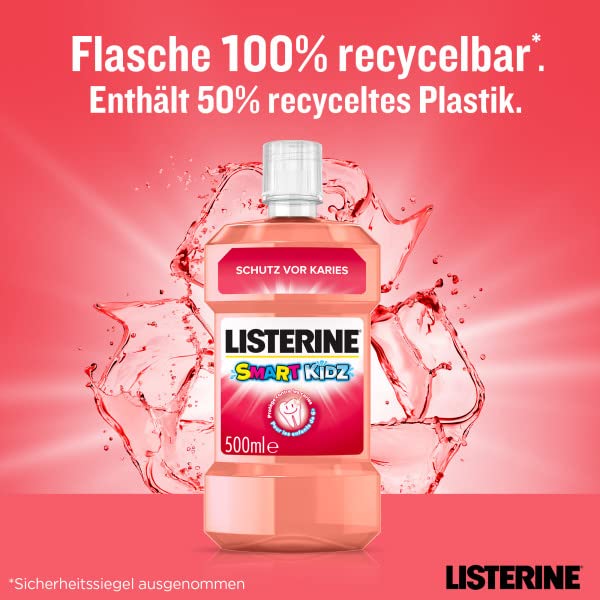 LISTERINE Smart Kidz Mild Berry (500 ml), antibakterielle Kinder Mundspülung ohne Alkohol & ohne Zucker, Mundwasser schützt vor Karies, geeignet für Kinder ab 6 Jahren