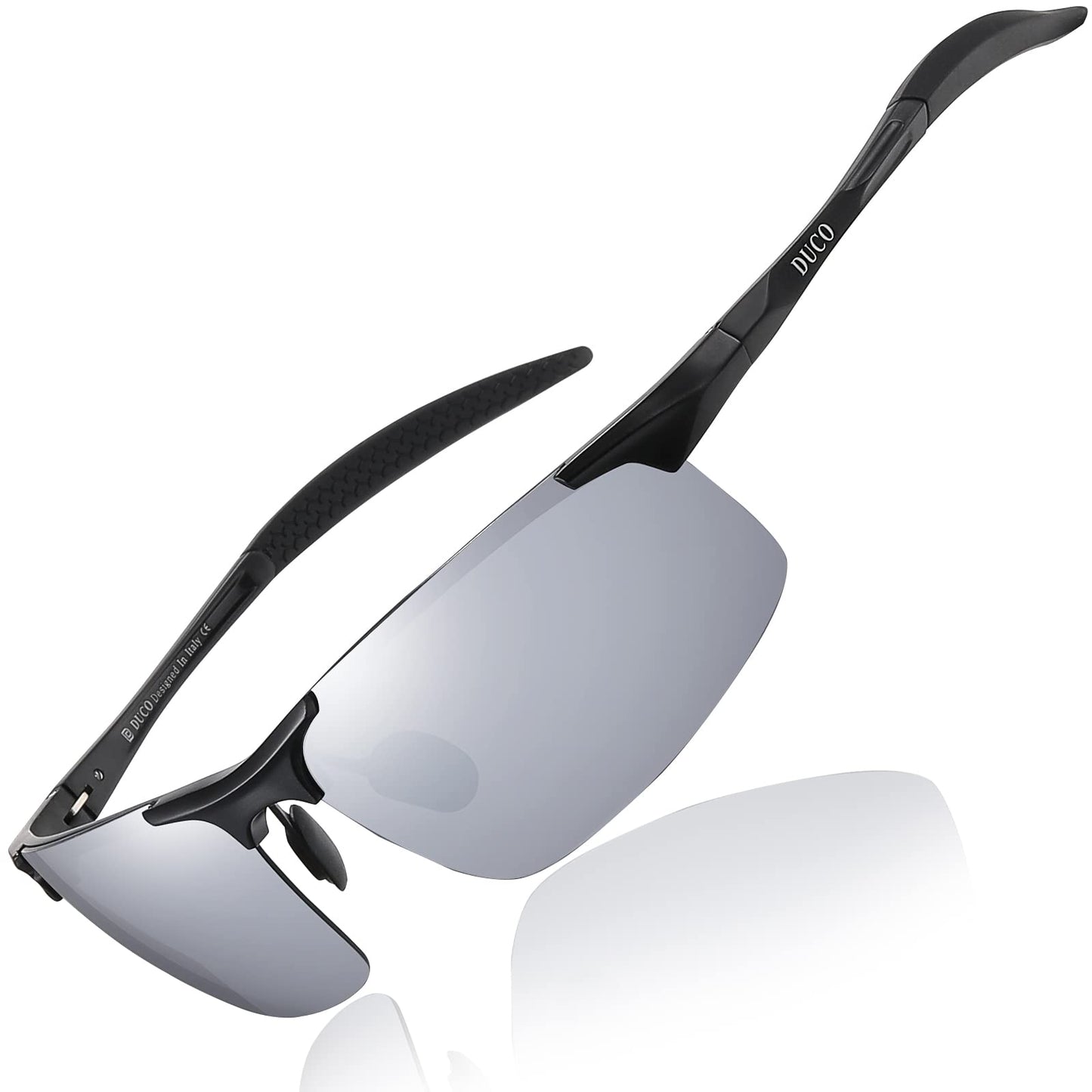 DUCO Herren Sportbrille Polarisierte Sonnenbrille Fahrerbrille Ultraleichte Al-Mg Metallrahmen UV400-Schutz Männer Sonnenbrillen 8177S