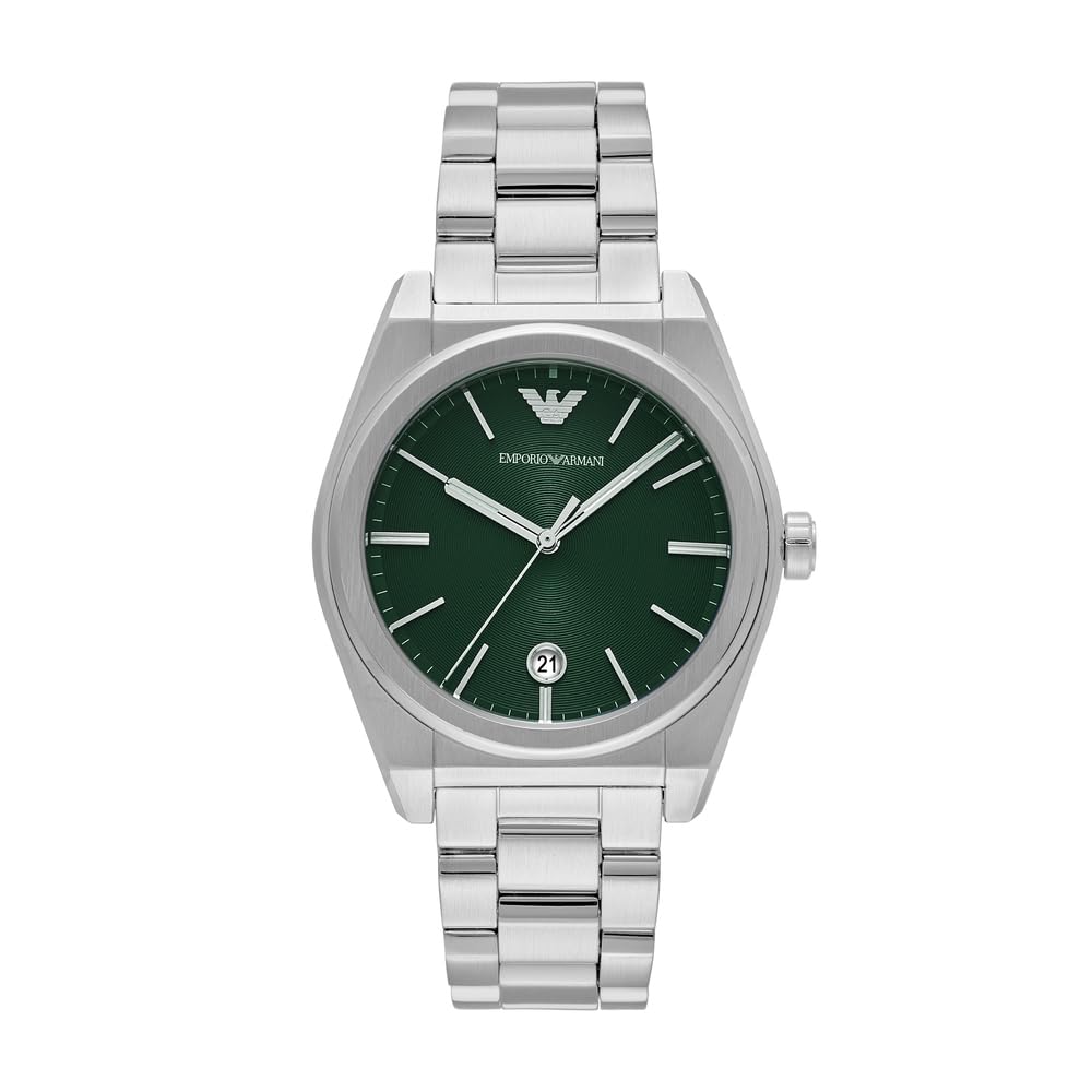 Emporio Armani Uhr für Herren, Quarzwerk und 42mm Gehäusegröße mit Edelstahl-, Leder- oder Silikonarmband