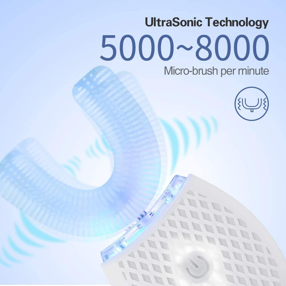 Ultraschall Zahnbürste, Automatische Zahnbürste, Schall Zahnaufhellung Zahnbürste mit Timer, 360° Ultraschall Elektrische Zahnbürste für Erwachsene, Kabelloses Aufladen (Black)