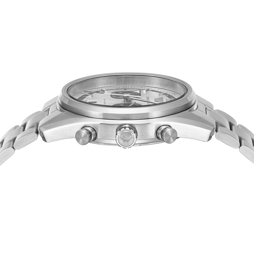 Emporio Armani Uhr für Männer, 2 Unterzifferblätter Chronographenwerk und 43mm Gehäusegröße mit Edelstahl-, Leder- oder Silikonarmband