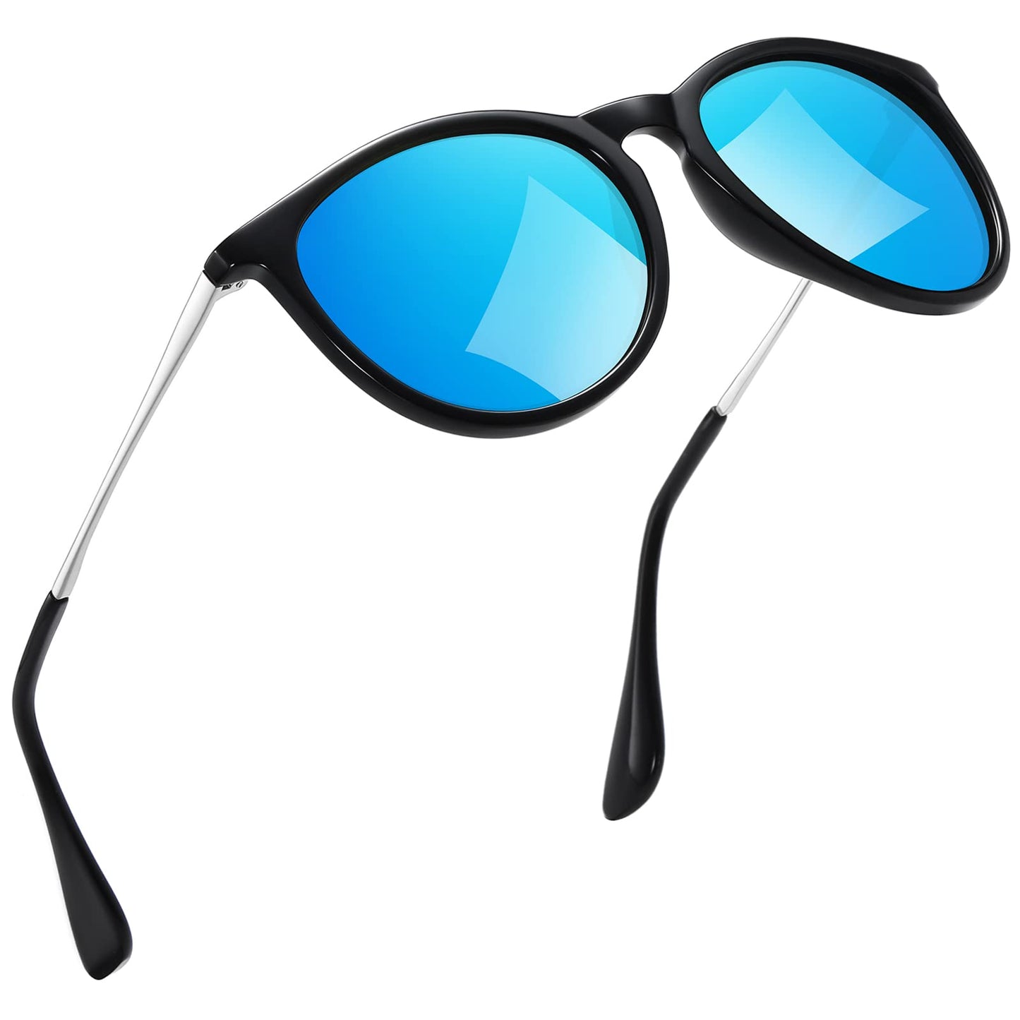 kunchu Sonnenbrille-Damen-Polarisierte-Sonnenbrille-Rund-UV400-im-Retro-Sonnenbrille-für-Damen & Herren Schutz Vintage