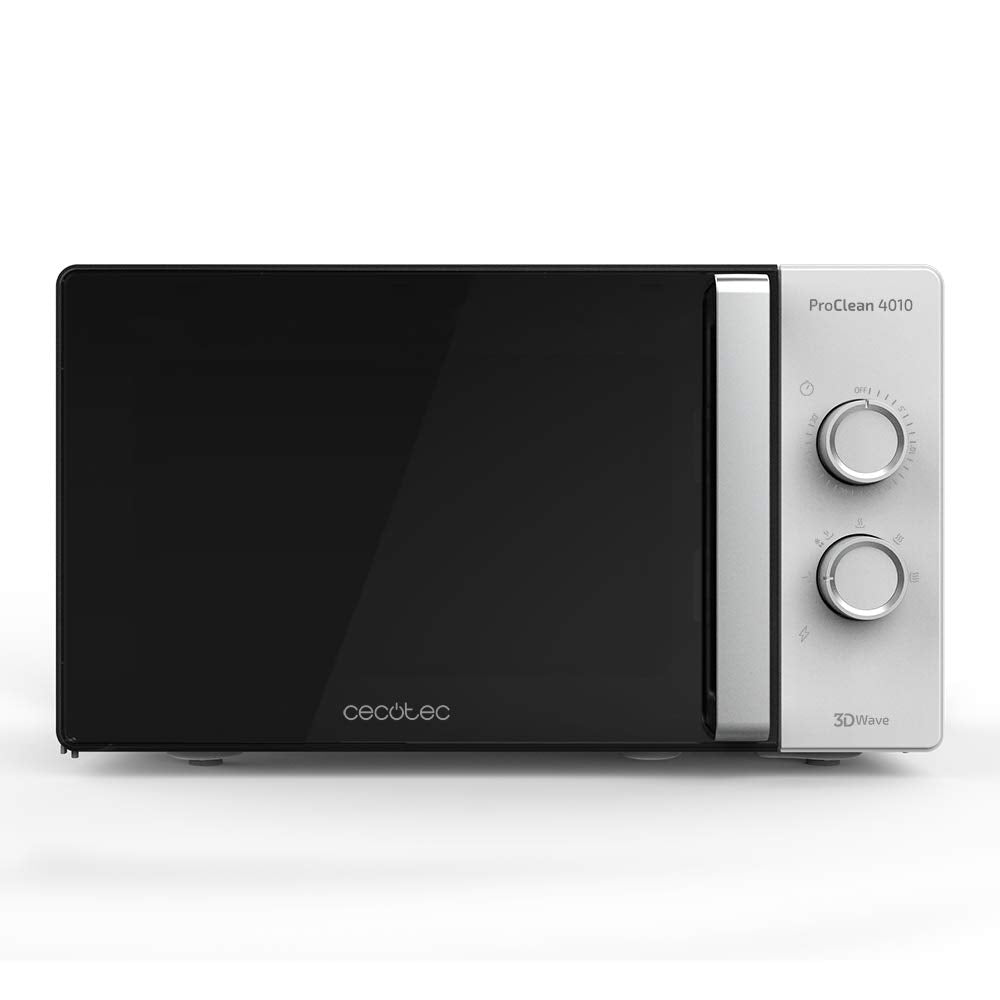 Cecotec Mikrowelle Pro Clean 5110 Inox. 700 W, Grill 800 W, 20 L, Ready 2 Clean, Beschichtung 3D Wave Frontspiegel, 8 Programme,60 Min Timer, LED, Edelstahl In Silber Schwarz