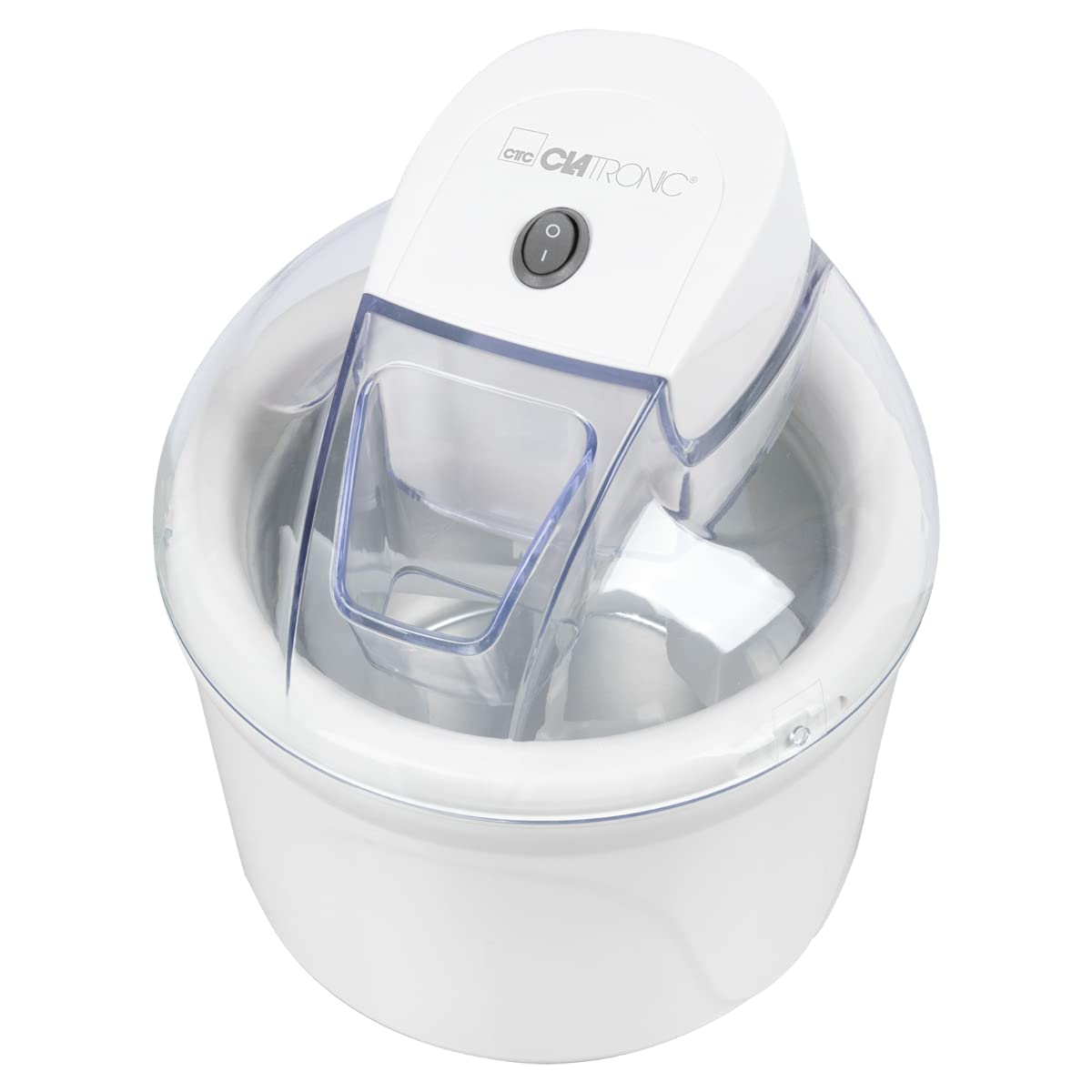 Clatronic Eismaschine | bis zu 1500 ml | Sorbet, Eiscreme, Frozen Joghurt | Zubereitungszeit: 20-40 Minuten | Inkl. Rezeptvorschläge | Nachfüllöffnung | Speiseeisbereiter mit Kältespeicher | ICM 3764