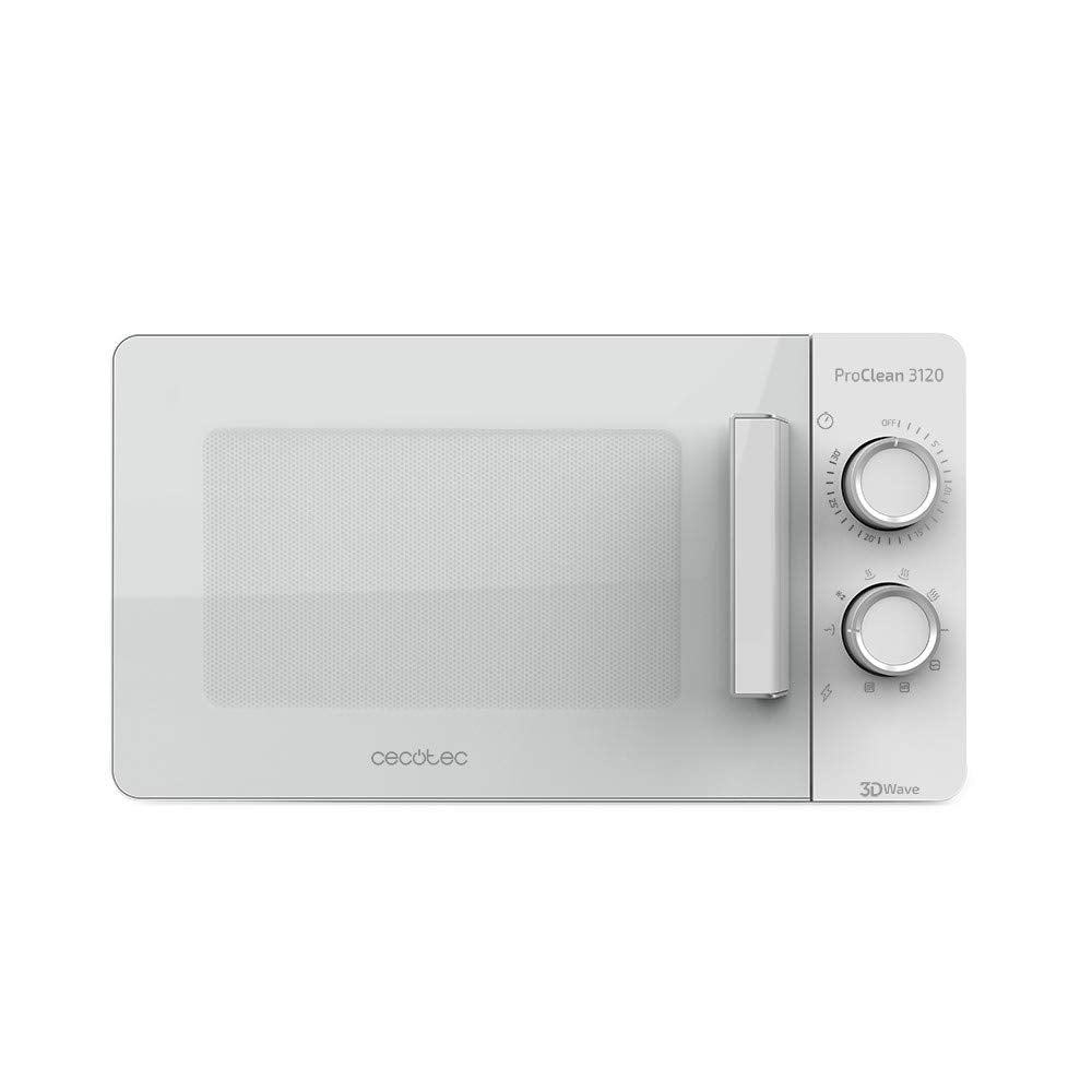 Cecotec Mikrowelle Pro Clean 5110 Inox. 700 W, Grill 800 W, 20 L, Ready 2 Clean, Beschichtung 3D Wave Frontspiegel, 8 Programme,60 Min Timer, LED, Edelstahl In Silber Schwarz