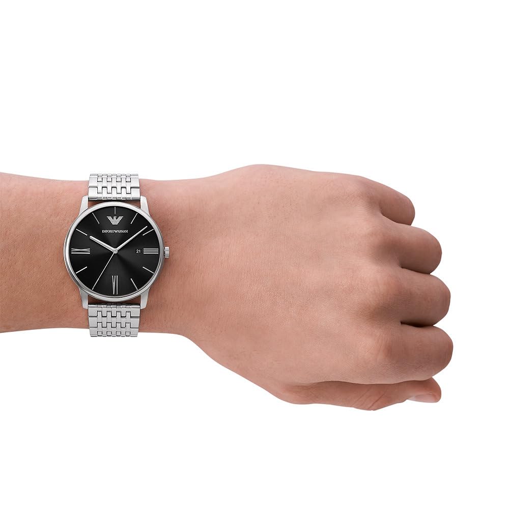 Emporio Armani Uhr für Herren, Quarzwerk und 42mm Gehäusegröße mit Edelstahl-, Leder- oder Silikonarmband