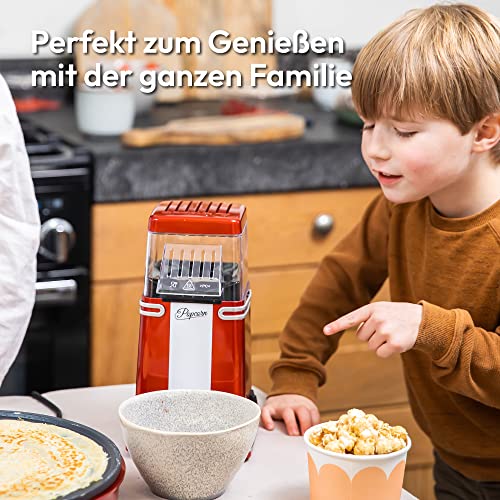 Gadgy Popcorn Maschine groß - Retro Popcorn Maker 5 L - Popcorn Maker mit Antihaftbeschichtung und abnehmbarer Heizfläche - Popkorn Maschine rot - Popcornmaschine 800W - Popcorn machine