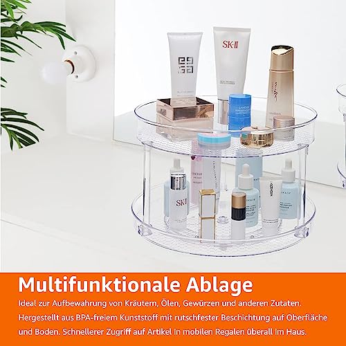 Drehregal Lazy Susan, 2 Ebenen, transparent, Organizer, 22,9 cm