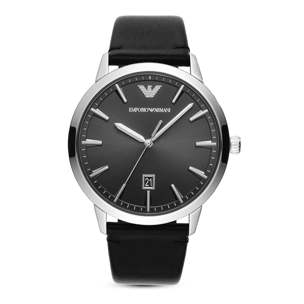 Emporio Armani men's watch with three hands, stainless steel, case size 43 mm