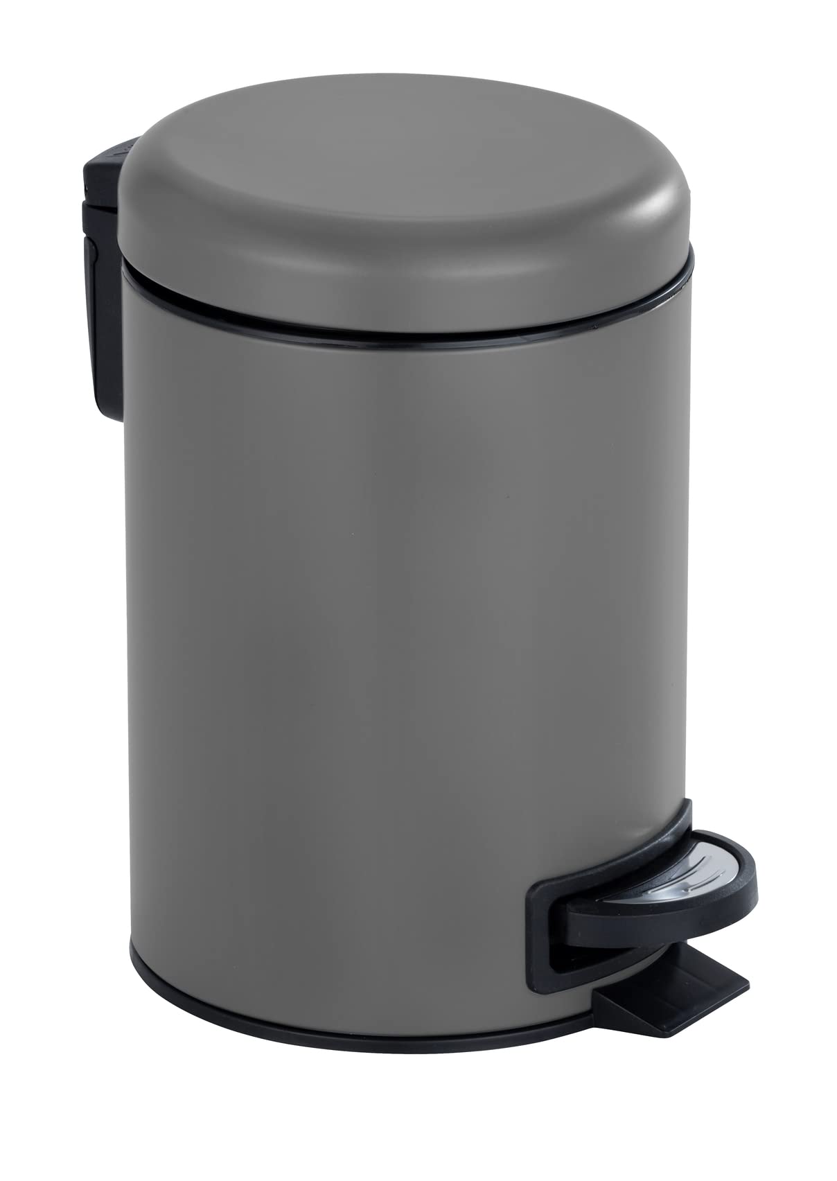 WENKO Treteimer Mod. Leman 3 Liter mit herausnehmbarem Einsatz aus lackiertem Stahl ideal für Badezimmer oder Küche 17 x 25 x 22,5 cm Schwarz matt
