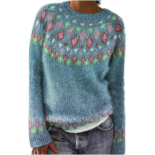 Women’s Norwegian Knit Sweater – Colorful Slim Fit Winter Pullover