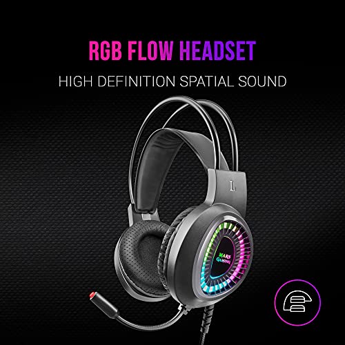 MARSGAMING MCP-RGB3, Pack Gaming Keyboard Fixed RGB + Gaming Mouse RGB Flow 3200 DPI + Headset Over-Ear RGB + XXL Mouse Pad, White, Portuguese Language