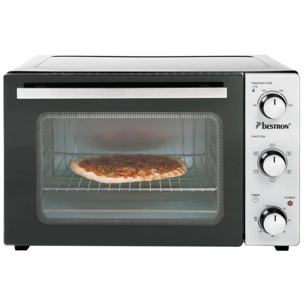 Bestron AOV9 Kompakter Mini-Backofen mit Ober-/Unterhitze, 9 Liter, 800 Watt, Schwarz