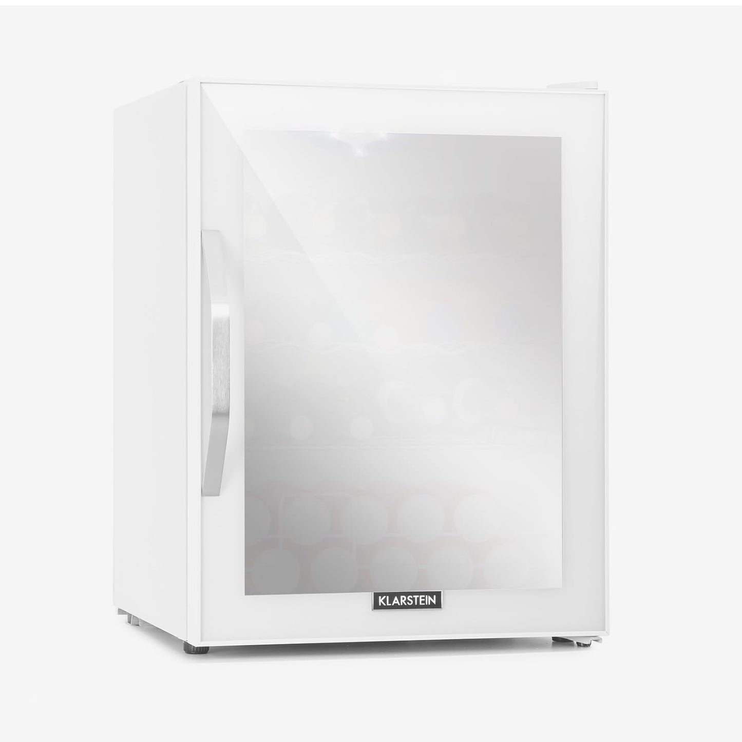 Klarstein Mini Fridge with Glass Door, Mini, for Room, Drinks Fridge Small with Adjustable Shelves, with Waveform Racks, 60 Liter Refrigerator Quiet