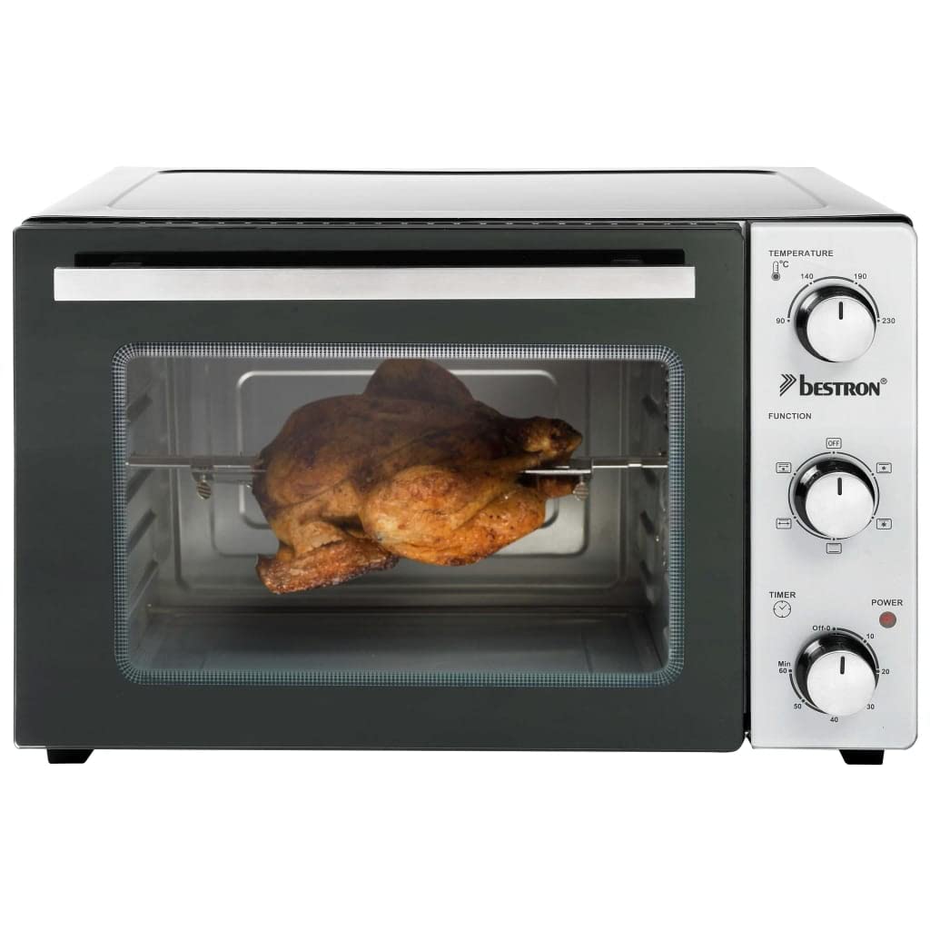Bestron AOV9 Kompakter Mini-Backofen mit Ober-/Unterhitze, 9 Liter, 800 Watt, Schwarz