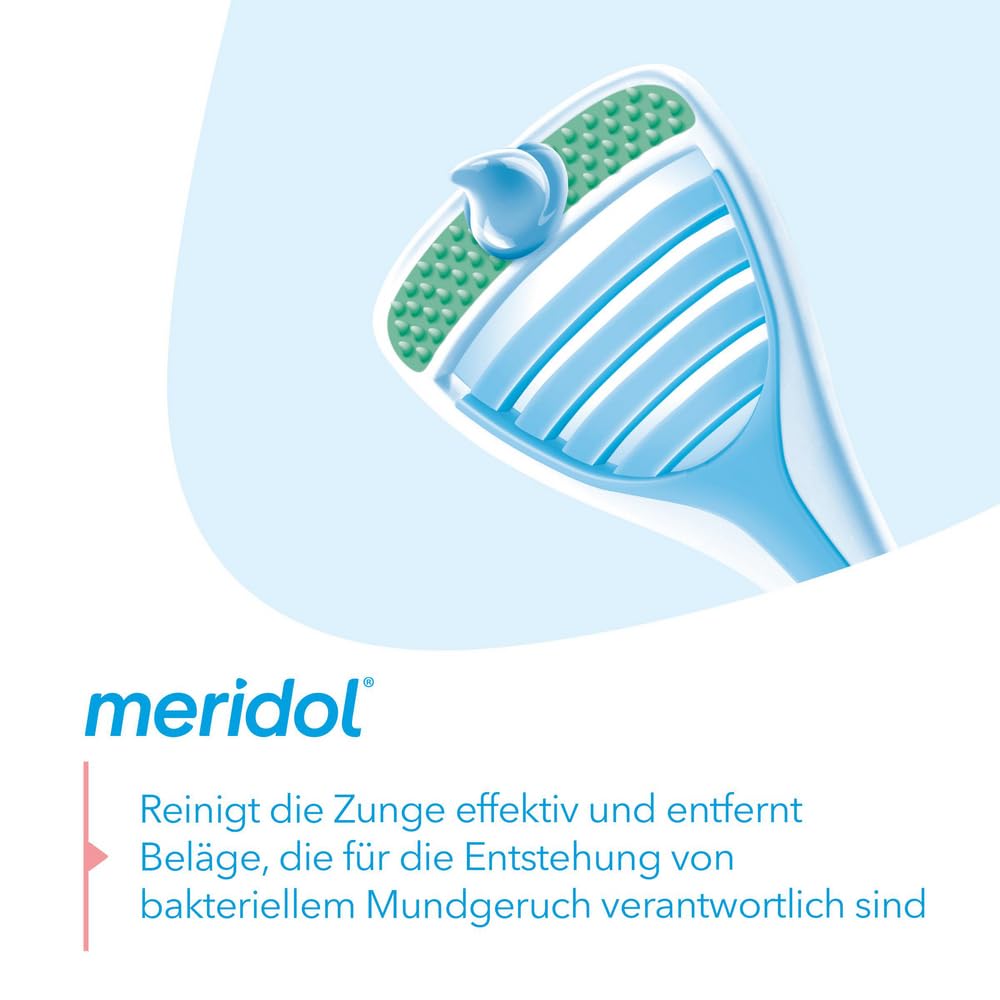 meridol Zungenreiniger SICHERER ATEM, 1 x 1 Stück - Zungenreiniger entfernt bakterielle Zungenbeläge & reinigt die Zunge sanft und effektiv
