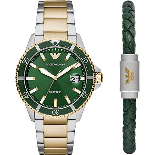 Emporio Armani Uhr für Herren, Quarzwerk und 42mm Gehäusegröße mit Edelstahl-, Leder- oder Silikonarmband