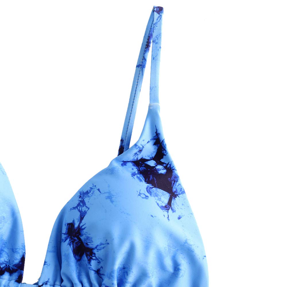 ZAFUL Padded Bikini Set Tie-Dye Triangle Top Low Waist Swim Shorts
