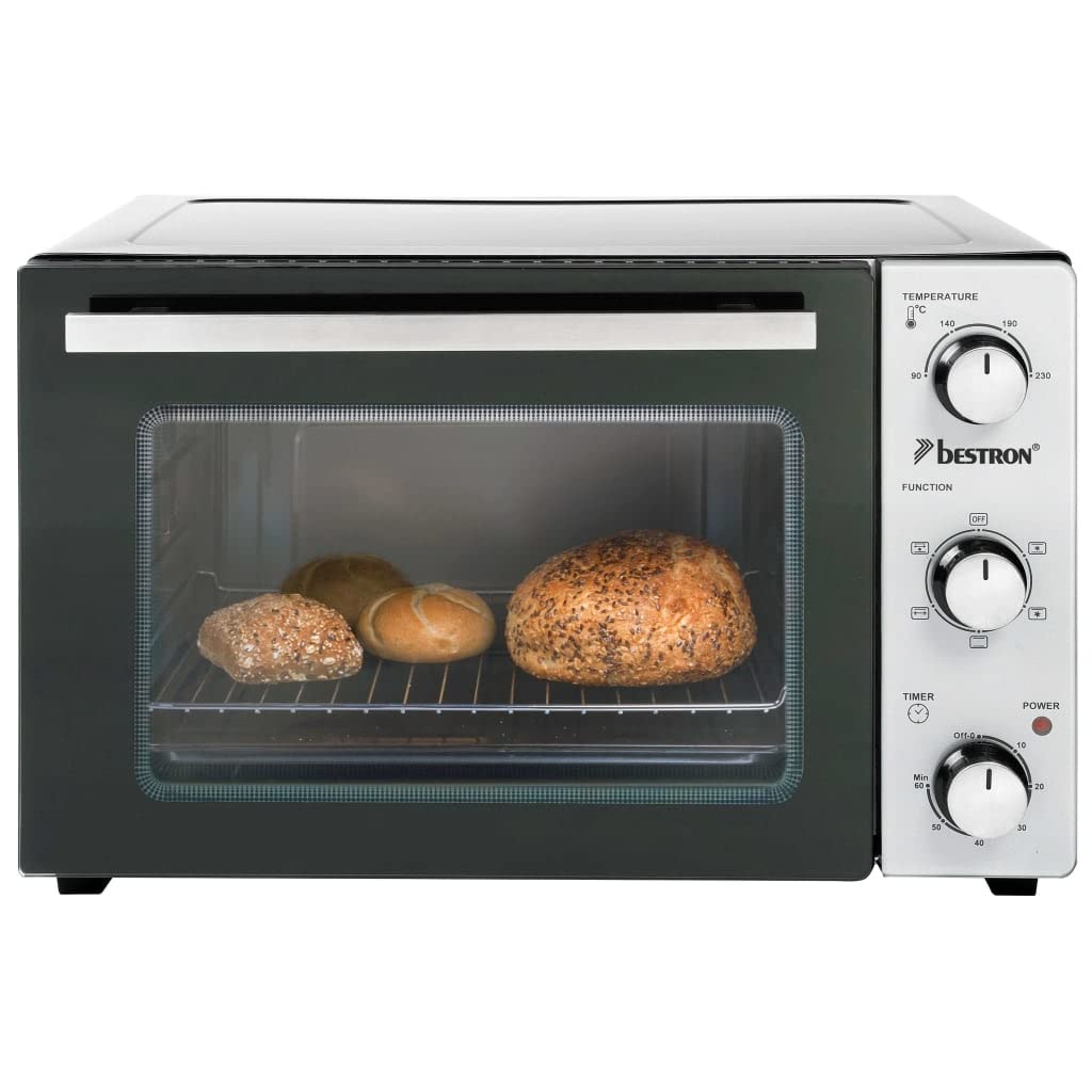 Bestron AOV9 Kompakter Mini-Backofen mit Ober-/Unterhitze, 9 Liter, 800 Watt, Schwarz