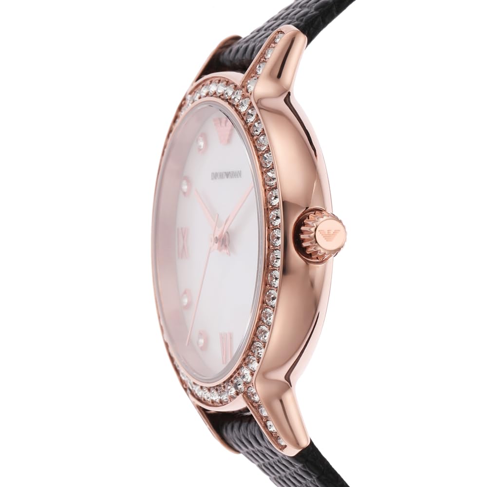Emporio Armani Damenuhr, Dreizeiger Quarzwerk und 32mm Gehäusegröße mit Edelstahl-, Leder- oder Silikonarmband
