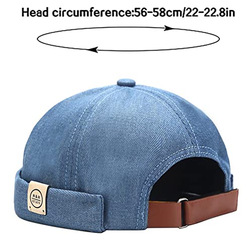 XYIYI Herren Dockermütze Brimless Hat Schädelkappe Arbeiter Matrosenmütze Gerollte Manschette Retro Beanie Mütze