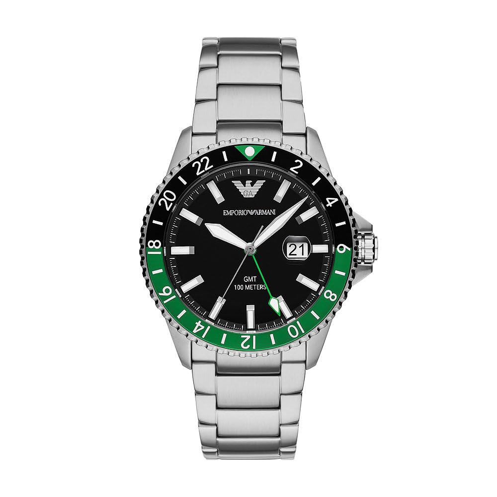Emporio Armani Uhr für Herren, Quarzwerk und 42mm Gehäusegröße mit Edelstahl-, Leder- oder Silikonarmband