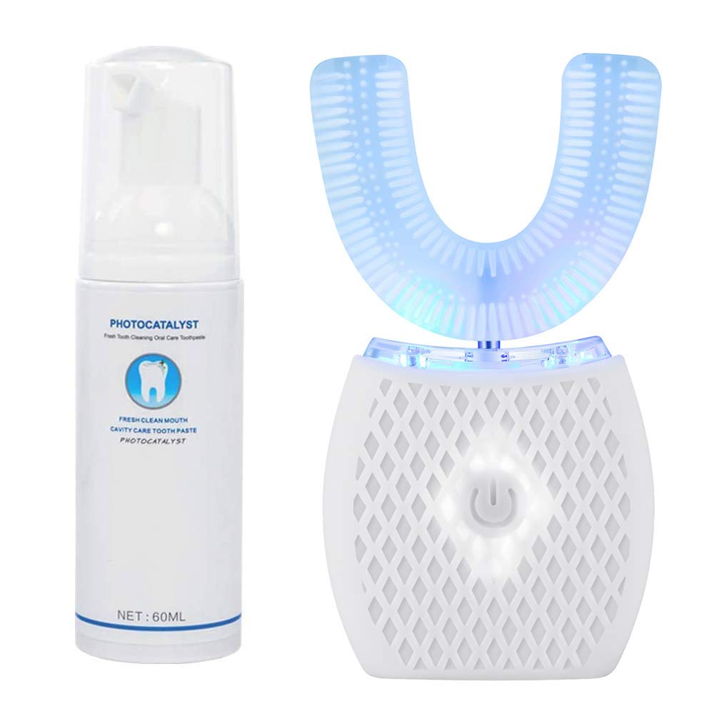 Ultraschall Zahnbürste, Automatische Zahnbürste, Schall Zahnaufhellung Zahnbürste mit Timer, 360° Ultraschall Elektrische Zahnbürste für Erwachsene, Kabelloses Aufladen (Black)