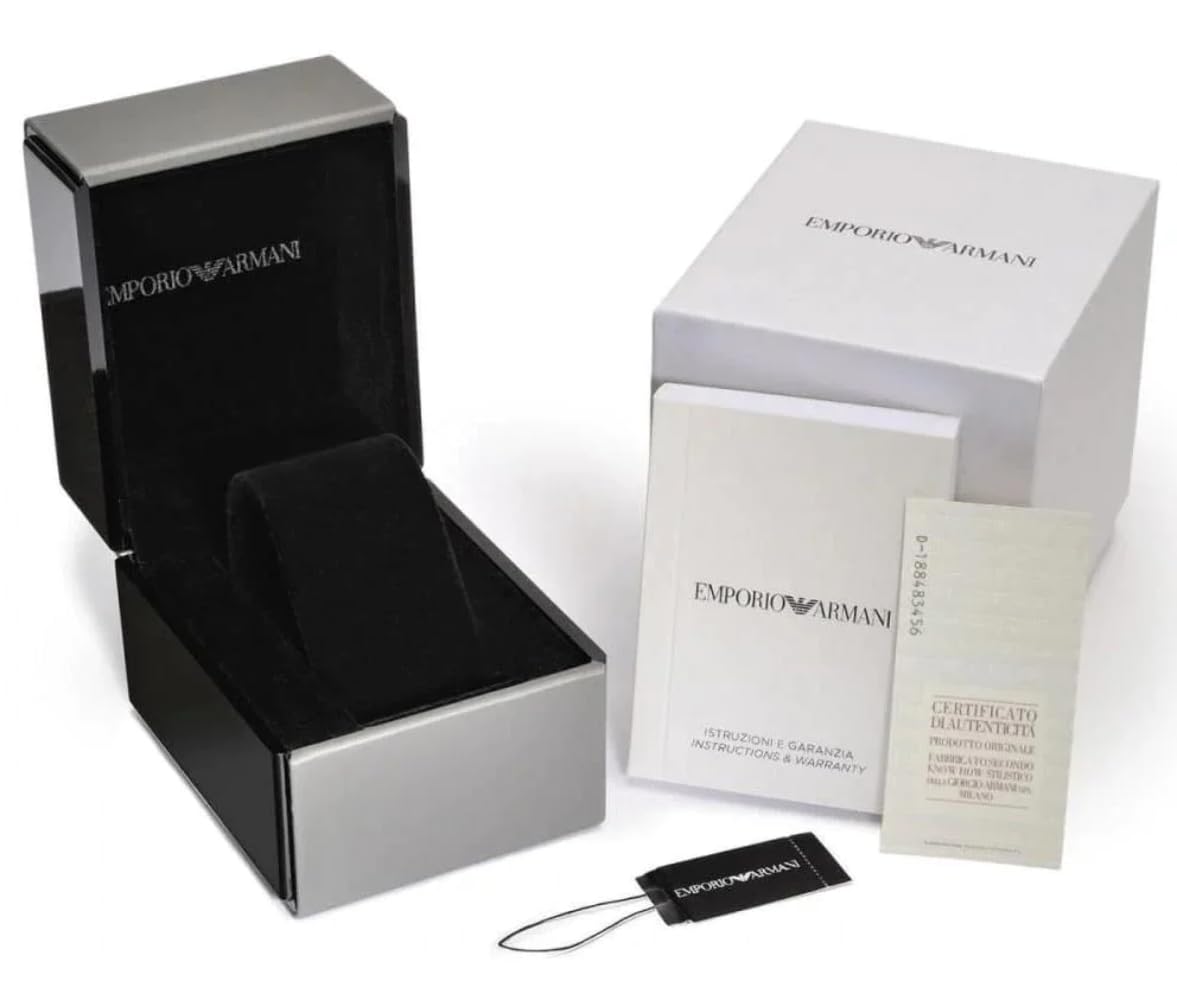 Emporio Armani men's watch with three hands, stainless steel, case size 43 mm
