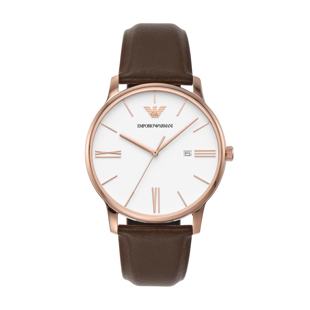 Emporio Armani Uhr für Herren, Quarzwerk und 42mm Gehäusegröße mit Edelstahl-, Leder- oder Silikonarmband