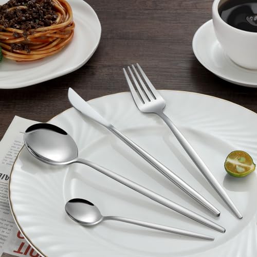 BEWOS 36-teiliges Besteck set mit Steakmesser Service für 6, Premium-Edelstahl-Bestecksets für Haus & Küche, Hochwertiges Messer-Löffel-Gabel-Besteck-Set Hochglanzpoliert, Spülmaschinenfest