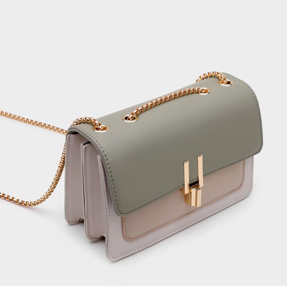Color-Block Chain Shoulder Bag