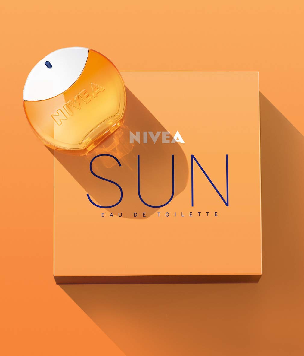 Nivea Sun Eau de Toilette (1 x 30 ml) with the Original Nivea Sun Sun Cream Fragrance, Summer Ladies Fragrance in an iconic perfume bottle, sensual Nivea Sun EDT awakens memories of the summer