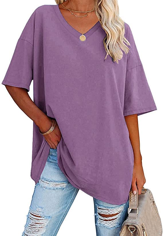 Ebifin Women's Oversized V-Neck T-Shirt