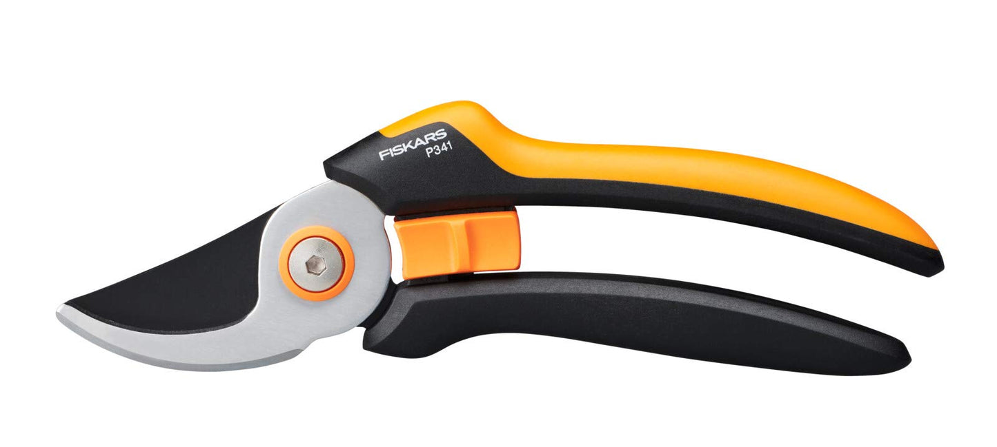 Fiskars Bypass-Gartenschere für frische Äste und Zweige, Antihaftbeschichtet, Hochwertige Stahl-Klingen, Länge: 20 cm, Schwarz/Orange, SingleStep