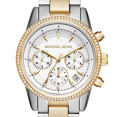 Michael Kors ladies' watch Ritz, 37 mm case size, quartz chronograph movement, stainless steel bracelet