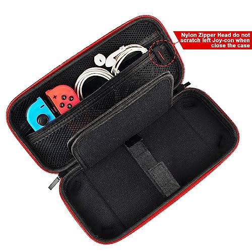 daydayup Tasche Kompatibel mit Nintendo Switch und New Switch OLED, Harte Tragetasche Hülle Case für die Nintendo Switch, Schutzhülle mit Aufbewahrung für 20 Spiele, Konsole & Zubehör - Schwarz