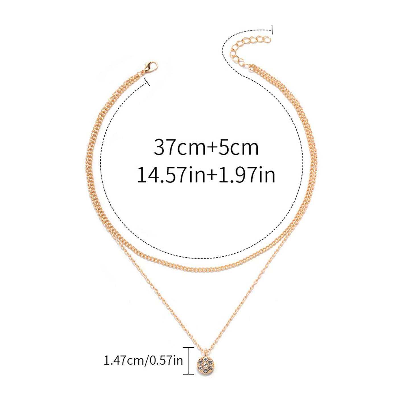 TseenYi Layered CZ Crystal Pendant Necklace