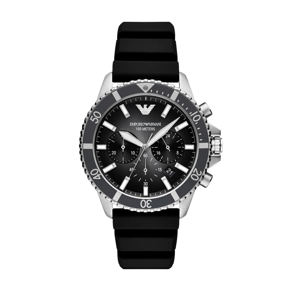 Emporio Armani Uhr für Herren, Quarzwerk und 42mm Gehäusegröße mit Edelstahl-, Leder- oder Silikonarmband